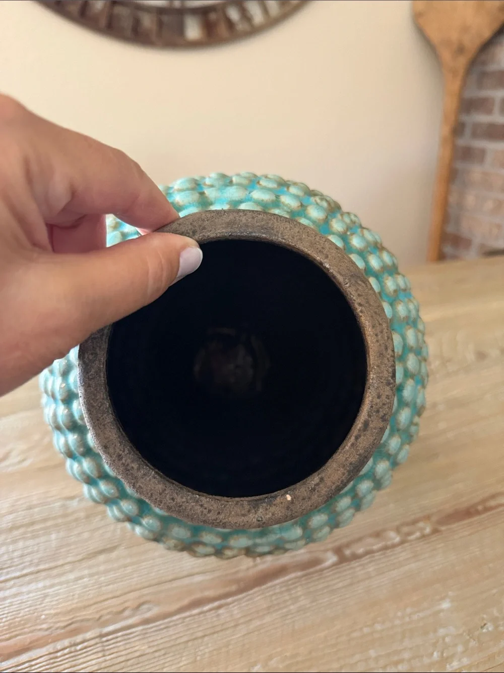 Turquoise and Brown Textured Decorative Vase